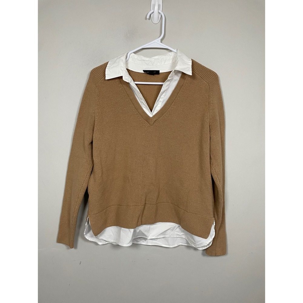 Ann Taylor Twofer Layered Mixed Media Sweater Size Medium Preppy Academia Fall